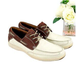 Florsheim Mens Boat Shoes Oxfords Size 13 Loafer Cream Brown Leather